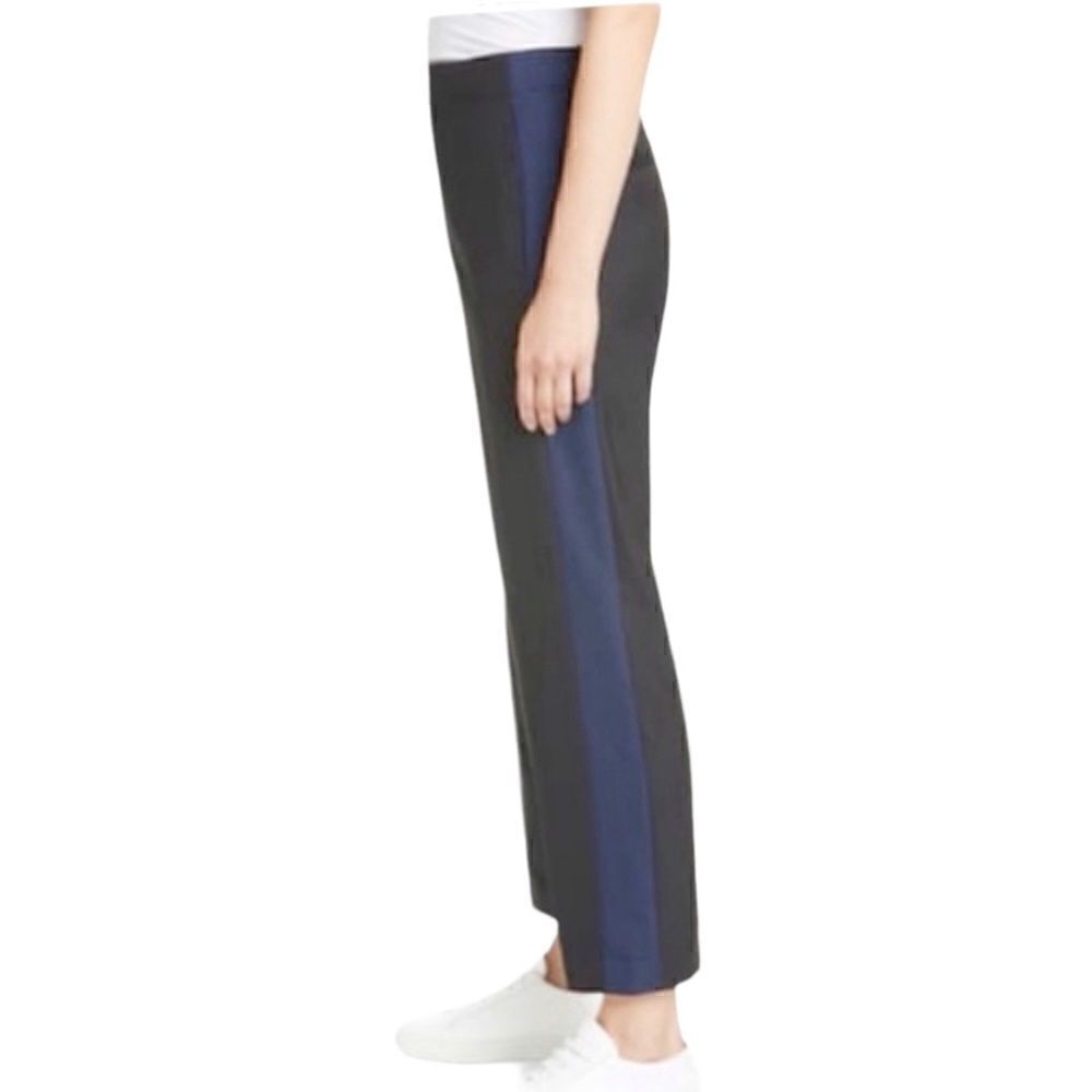 Club Monaco Ryanne slim leg Pant Size 0 Black Blue Tuxedo Stripe NEW With Tags